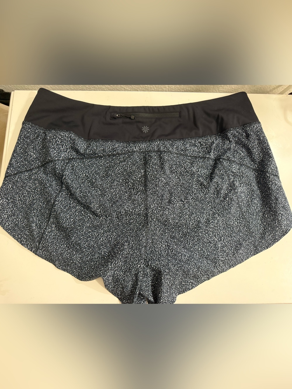 Athleta women size L shorts Black Waistband Blue Heathered Athletic - Picture 3 of 7